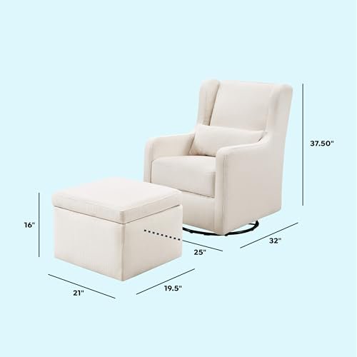 Carter's by daVinci Adrian 360° Swivel Glider Chair w/ Storage Ottoman - Water & Stain Resistant Rocking Chair Glider - GREENGUARD Gold & FSC Certified Glider Rocking Chair for Nursery & Living Room