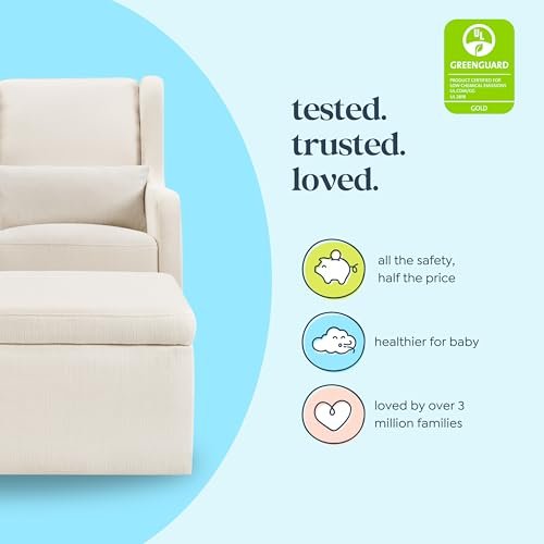 Carter's by daVinci Adrian 360° Swivel Glider Chair w/ Storage Ottoman - Water & Stain Resistant Rocking Chair Glider - GREENGUARD Gold & FSC Certified Glider Rocking Chair for Nursery & Living Room