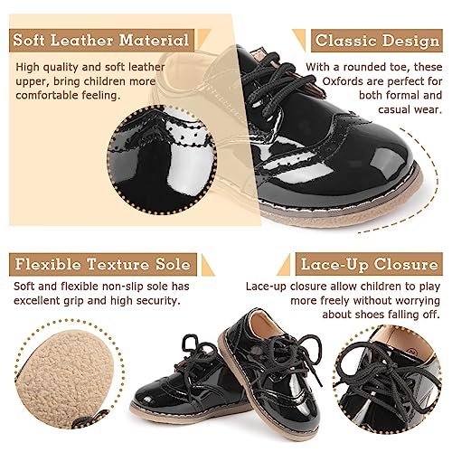 Casazoe Boys Girls Oxford Wedding Dress Shoes Classic School Uniform Flats Formal Casual Loafer for Toddler Little Kid