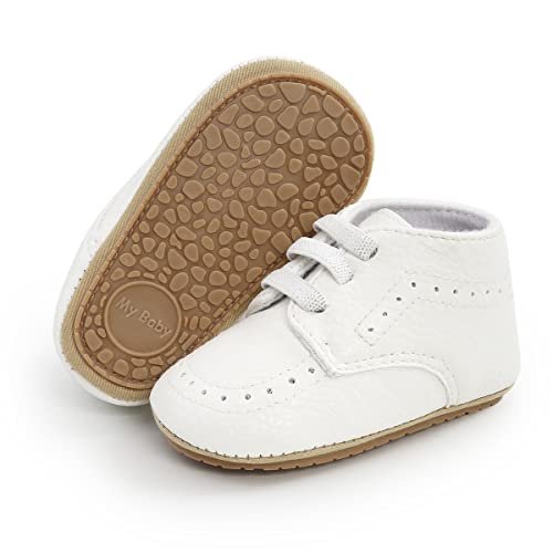 Casazoe Infant Baby Boys Girls Oxford Shoes PU Leather Wedding Loafers Brogue Toddler Baptism Dress Shoes First Steps Walking Flat Lazy Crib Shoe