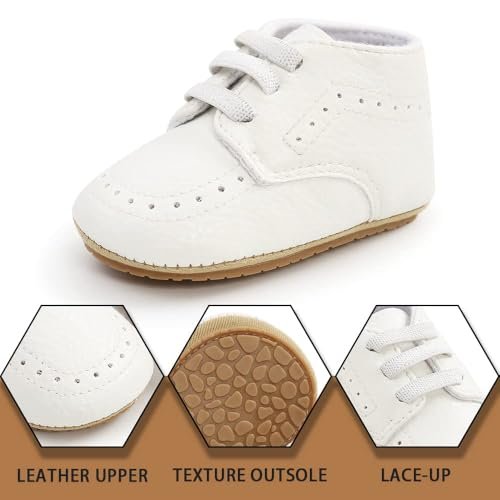 Casazoe Infant Baby Boys Girls Oxford Shoes PU Leather Wedding Loafers Brogue Toddler Baptism Dress Shoes First Steps Walking Flat Lazy Crib Shoe