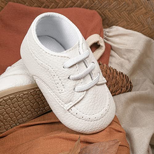 Casazoe Infant Baby Boys Girls Oxford Shoes PU Leather Wedding Loafers Brogue Toddler Baptism Dress Shoes First Steps Walking Flat Lazy Crib Shoe