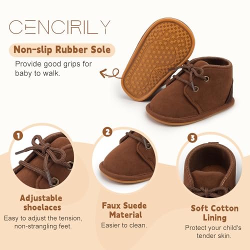 CENCIRILY Baby Booties Newborn Girl Boy shoes Infant Fleece Cozy Fur Lining Winter Warm Ankle Boots Rubber Sole Anti-Slip Prewalker Boots