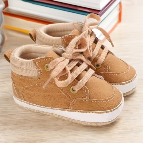 CENCIRILY Baby Boys Girls High Top Sneakers Soft Soles Anti Skid Infant Ankle Shoes Toddler Prewalker First Walking Crib Shoes