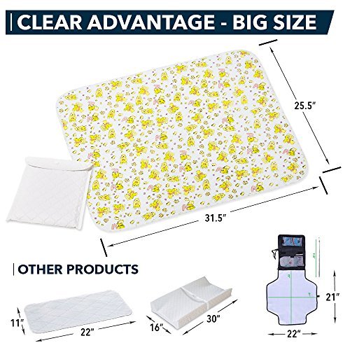 Changing Mat - Biggest Waterproof & Reusable Portable Changing Pad 25.5"x31.5" for Change Diaper in Any Places On The Go - Wipeable Compact Baby Change Cover Liner - Unisex Design for Girls & Boys