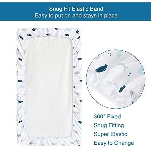 Changing Pad Cover for Boys Girls 2 Pack, Comfy & Breathable Changing Table Cover for 32''x16" Changing Table Pads, Diaper Changing Pad Cover, Dinosaurs & Ocean