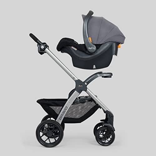 Chicco Bravo 3-in-1 Trio Travel System, Bravo Quick-Fold Stroller with KeyFit 30 Infant Car Seat and Base, Car Seat and Stroller Combo | Camden/Black