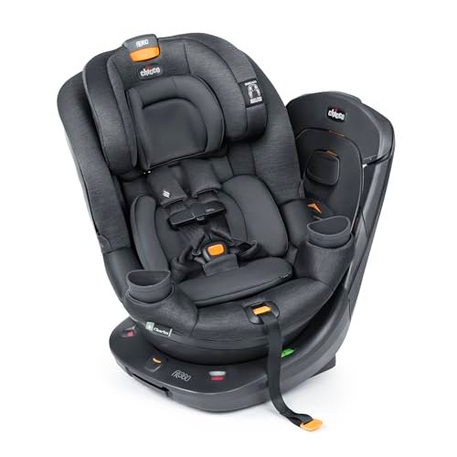 Chicco Fit360 ClearTex Rotating Convertible Car Seat with 360 Degree Rotation for Rear-Facing and Forward-Facing Usage, LeverLock Self-Tensioning Lock System | Slate/Grey