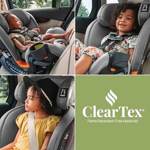 Chicco OneFit ClearTex All-in-One Car Seat, Slim Design, Rear-Facing Seat for Infants 5-40 lbs., Forward-Facing 25-65 lbs., Booster 40-100 lbs., Convertible Car Seat | Obsidian/Black