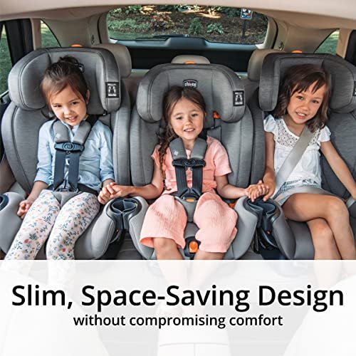 Chicco OneFit ClearTex All-in-One Car Seat, Slim Design, Rear-Facing Seat for Infants 5-40 lbs., Forward-Facing 25-65 lbs., Booster 40-100 lbs., Convertible Car Seat | Obsidian/Black