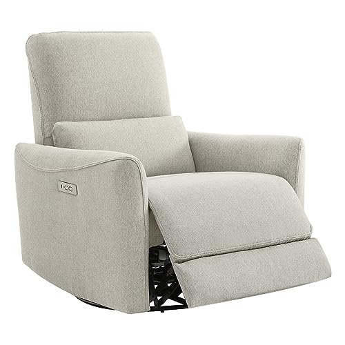 CHITA Power Recliner Chair Swivel Glider, FSC Certified Fabric Living Room Nursery Reclining Sofa Chair with Lumbar Support, Dove Grey