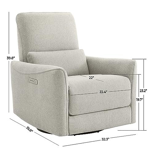 CHITA Power Recliner Chair Swivel Glider, FSC Certified Fabric Living Room Nursery Reclining Sofa Chair with Lumbar Support, Dove Grey