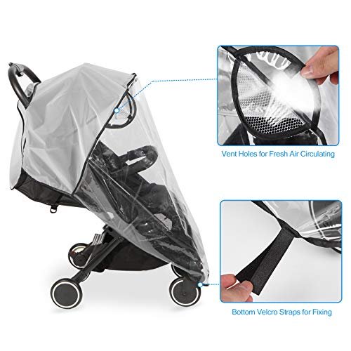 Clear Stroller Rain Cover, Universal Travel Weather Shield Breathable Baby Stroller Rain Cover for Windproof, Waterproof, Protect from Sun Dust Snow