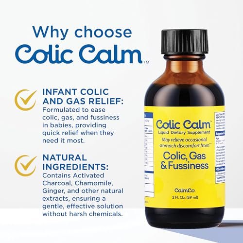 Colic Calm Infant Gripe Water for Colic, Helps Fussiness, Upset Stomach, and Baby Gas Relief, 2 fl oz (Pack of 1)