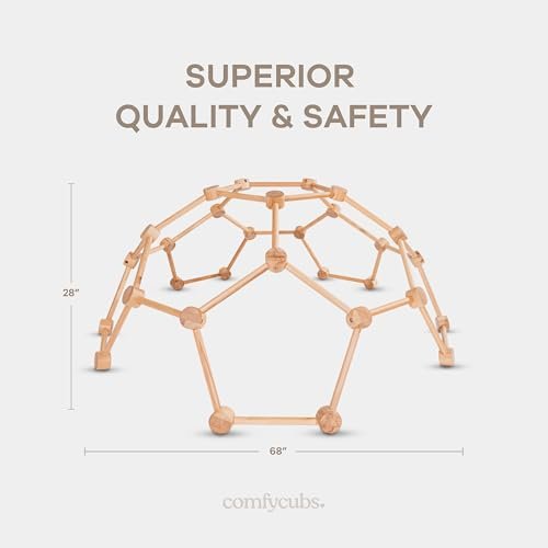 Comfy Cubs Wooden Toddler Play Gym for 3-6 Years Old - Montessori Climber for Kids - Safe Climbing Toy Support up to 120 lbs - Easy to Assemble Kids Climber for Active Play - Natural Wood