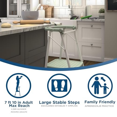 COSCO 2-Step Kitchen Stepper™ Adult Folding Step Stool, Kids Folding (Steel/Resin)