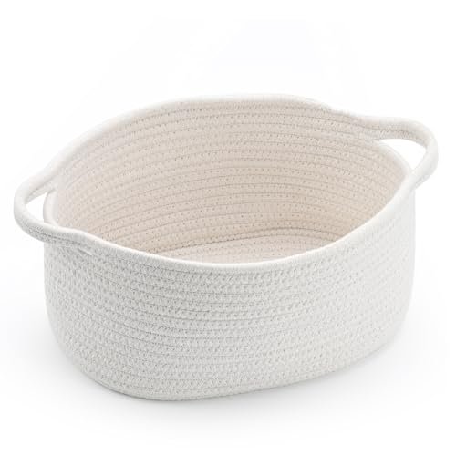 Cute Woven Storage Basket with Handle, Baskets for Gifts Empty, Gift Baskets for Birthday Baby Shower Raffle Burr Fundraiser, Decorative Organizer Box for Baby Toy Pet, 13" D x 8" W x 6" H