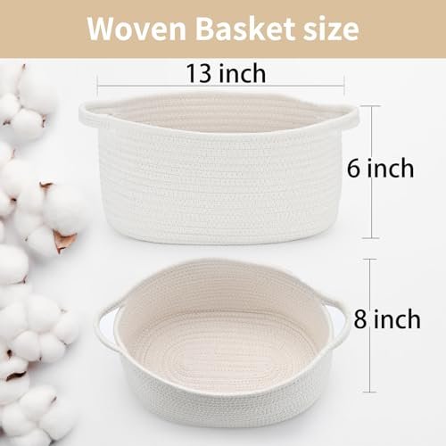 Cute Woven Storage Basket with Handle, Baskets for Gifts Empty, Gift Baskets for Birthday Baby Shower Raffle Burr Fundraiser, Decorative Organizer Box for Baby Toy Pet, 13" D x 8" W x 6" H