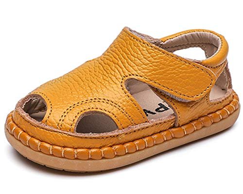 DADAWEN Baby Boys Girls Summer Lightweight Soft Sole Closed-Toe Outdoor Leather Athletic Sandals