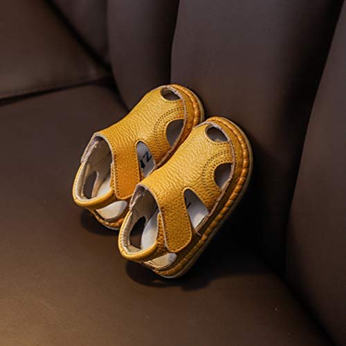 DADAWEN Baby Boys Girls Summer Lightweight Soft Sole Closed-Toe Outdoor Leather Athletic Sandals