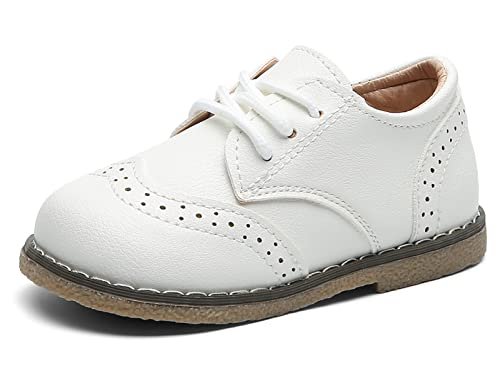 DADAWEN Toddler Boys Girls Dress Shoes Comfort Oxford Shoes Wedding Church Dress Shoes Lace Up School Uniform Loafer Flats (Toddler/Little Kid)