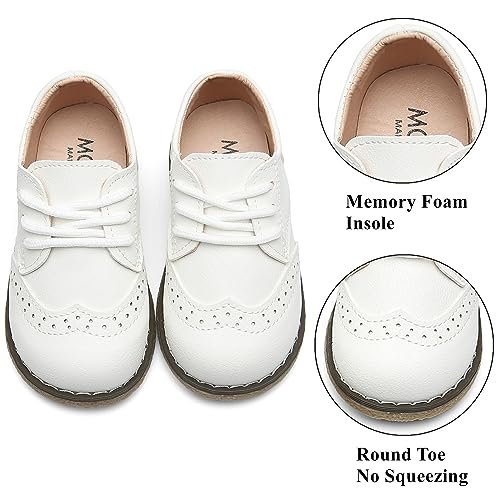DADAWEN Toddler Boys Girls Dress Shoes Comfort Oxford Shoes Wedding Church Dress Shoes Lace Up School Uniform Loafer Flats (Toddler/Little Kid)