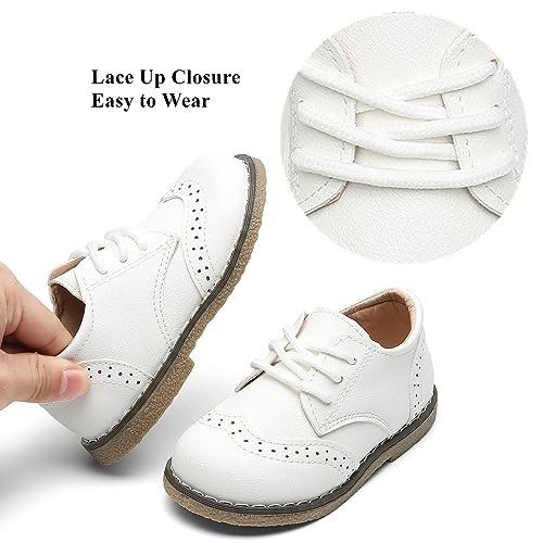 DADAWEN Toddler Boys Girls Dress Shoes Comfort Oxford Shoes Wedding Church Dress Shoes Lace Up School Uniform Loafer Flats (Toddler/Little Kid)