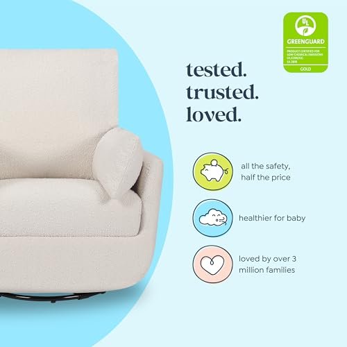 DaVinci Juno Swivel Glider in Ivory Boucle, Greenguard Gold & CertiPUR-US Certified