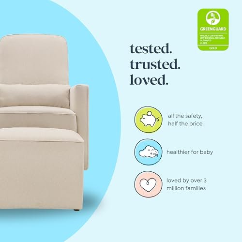 DaVinci Olive Upholstered Swivel Glider with Bonus Ottoman in Polyester Cream, Greenguard Gold & CertiPUR-US Certified