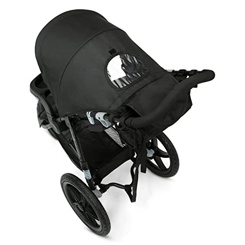 Delta Children Apollo Jogging Stroller - Shock Absorbing Frame with Large Canopy & Recline - Car Seat Compatible, Black