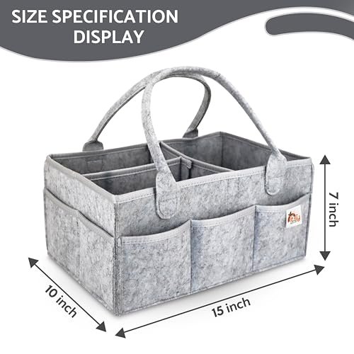 Diaper Caddy, Diaper Organizer, Nursery Storage and Car Organizer for Baby - Large Size - (Cloud Grey)