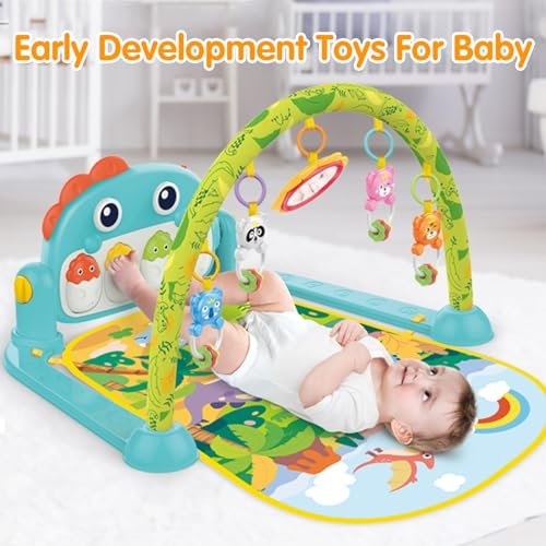 Dinosaur Newborn Baby Toys 0-6 Months Tummy Time Baby Gym Play Mats with High Contrast Book Piano Floor Playmate for Infant 0-3 3-6 Month Musical Learning Toys Gifts for Newborns 0+ Months Boys Girls