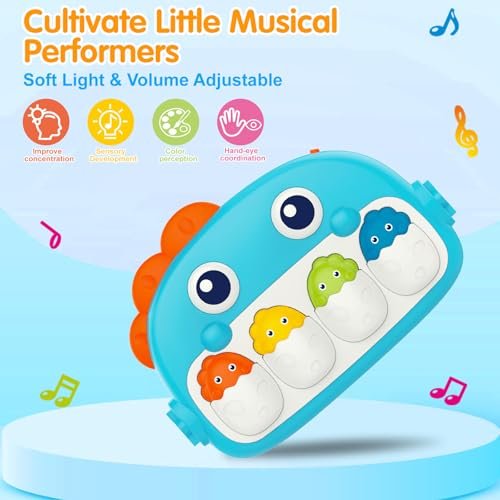 Dinosaur Newborn Baby Toys 0-6 Months Tummy Time Baby Gym Play Mats with High Contrast Book Piano Floor Playmate for Infant 0-3 3-6 Month Musical Learning Toys Gifts for Newborns 0+ Months Boys Girls