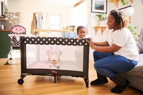 Disney Baby® 3D Ultra Play Yard with Bassinet and Storage Bag, Peeking Mickey