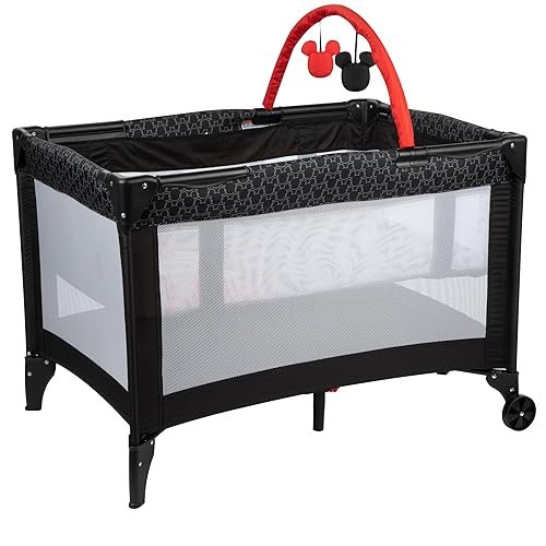 Disney Baby® 3D Ultra Play Yard with Bassinet and Storage Bag, Peeking Mickey
