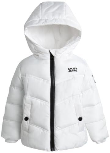DKNY Infant Toddler Baby Girls' Winter Jacket - Fleece Lined Quilted Bubble Puffer Parka Coat for Girls (Sizes:12M-4T)