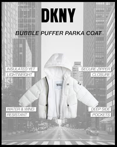 DKNY Infant Toddler Baby Girls' Winter Jacket - Fleece Lined Quilted Bubble Puffer Parka Coat for Girls (Sizes:12M-4T)