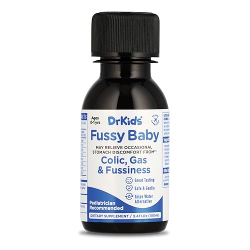 Dr. Kids Fussy Baby - Infant Gas Drops for Newborns, Colic and Upset Stomach Relief, Gripe Water Alternative, Fast-Acting, Safe & Gentle Oral Solution for Your Babies, 100ml (Pack of 1)