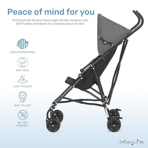 Dream On Me Aero Travel Lightweight Umbrella Stroller, Easy to Fold and Carry Travel Stroller, Adjustable and Removable Canopy