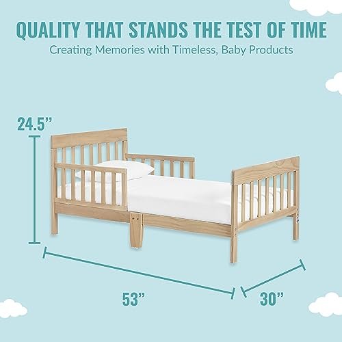 Dream On Me Finn Toddler Bed in Vintage White Oak, Greenguard Gold and JPMA Certified, Non-Toxic Finish, Made of Sustainable New Zealand Pinewood, Wooden Nursery Furniture