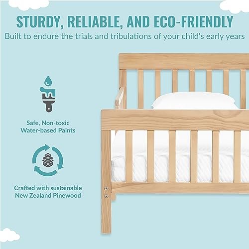 Dream On Me Finn Toddler Bed in Vintage White Oak, Greenguard Gold and JPMA Certified, Non-Toxic Finish, Made of Sustainable New Zealand Pinewood, Wooden Nursery Furniture