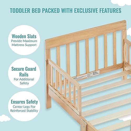 Dream On Me Finn Toddler Bed in Vintage White Oak, Greenguard Gold and JPMA Certified, Non-Toxic Finish, Made of Sustainable New Zealand Pinewood, Wooden Nursery Furniture