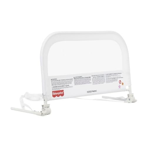 Dream On Me Fisher-Price Little Naps Bed Rail for Todlders in White, Suitable for All Types of Beds, No Tool Assembly for Toddler Bed Rail