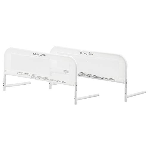 Dream On Me Lightweight Mesh Security Adjustable Bed Rail Double Pack with Breathable Mesh Fabric in White, 2 Count (Pack of 1)