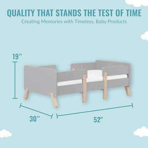 Dream On Me Osko Convertible Toddler Bed Made with Sustainable New Zealand Pinewood in Grey, JPMA & Greenguard Gold Certified, Non-Toxic Finish