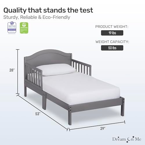 Dream On Me Sydney Toddler Bed in Steel Grey, Greenguard Gold Certified