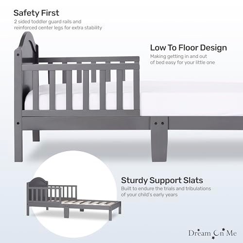 Dream On Me Sydney Toddler Bed in Steel Grey, Greenguard Gold Certified
