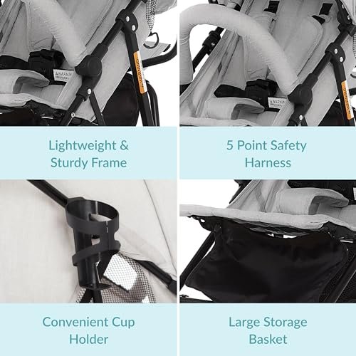 Dream On Me Vista Moonwalk Baby Stroller in Light Gray, Lightweight Infant Stroller with Compact Fold, Multi-Position Recline Umbrella Stroller with Canopy, Extra Large Storage and Cup Holder