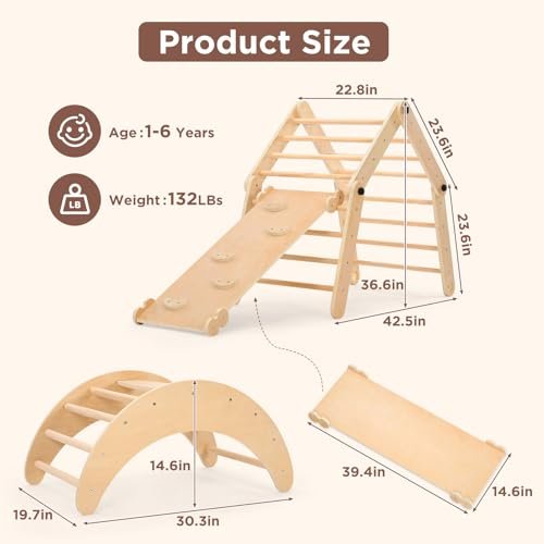 Dripex Deformable Pikler Triangle Set with Over 20 Playing Modes, Montessori Toddler Climbing Toys Indoor Playground and Jungle Gym for Early Learning, Large Fun Pickler climbing Set Baby Climbing Gym