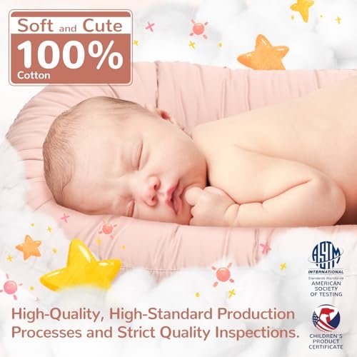EAQ Baby Lounger, Snuggle Me Lounger, Portable Baby Nest Breathable & Soft, 100% Cotton Baby Lounger Pillow, Safe Baby Bassinet for Co-Sleeping, Nursery, Travel, Playtime